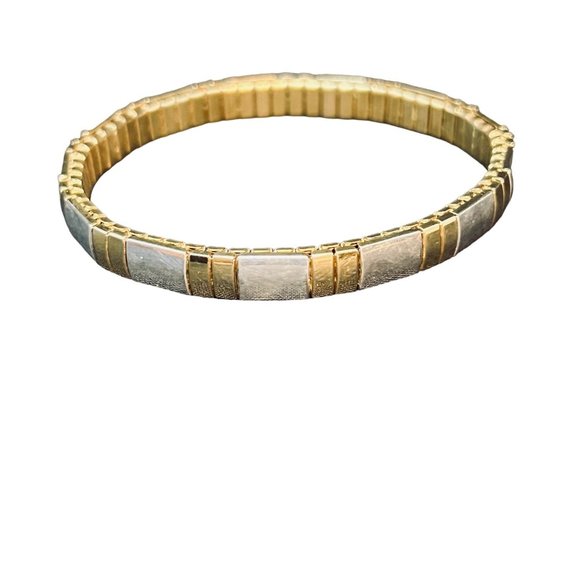 Gold Tone And Silver Tone Stretch Bracelet (4802) - Picture 4 of 5